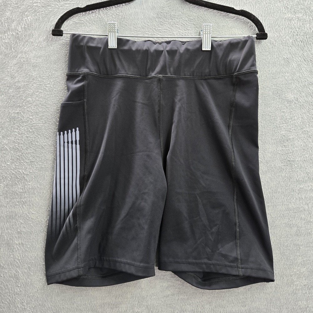 Savage X Fenty Women Activewear Shorts 1X Black Biker‎ Logo High Rise 7" Inseam